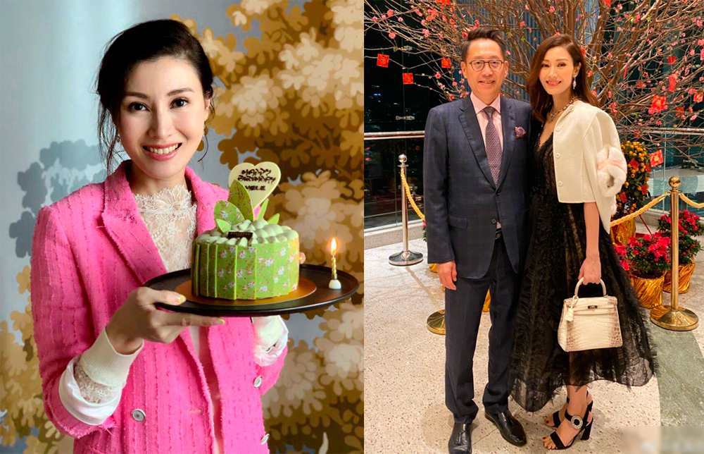 Hoa hậu tại tiệc sinh nhật năm ngoái (trái) và ảnh bên chồng hồi đầu năm.