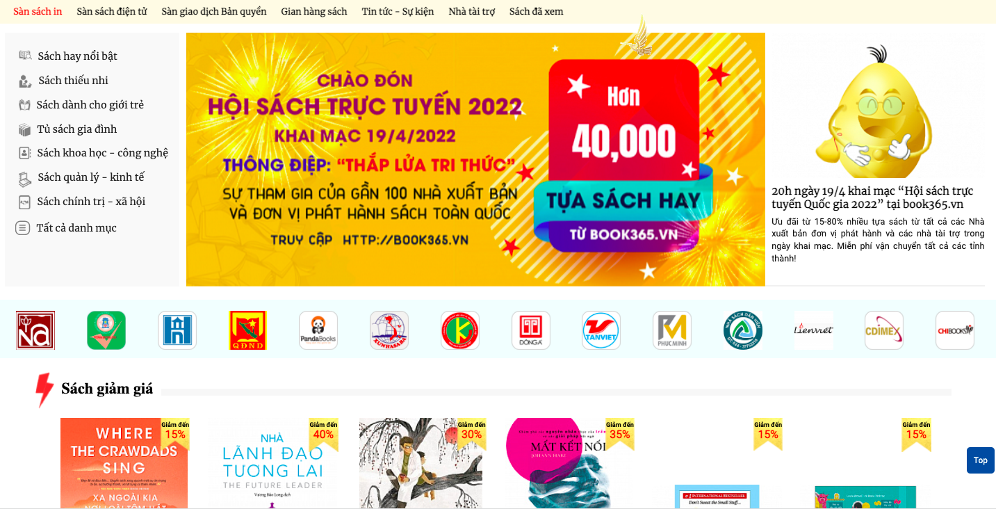 Trang 365.vn là nơi diễn ra hội sách trực tuyến.